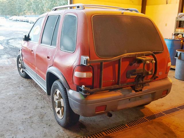 KNDJA723725117162 - 2002 KIA SPORTAGE RED photo 3