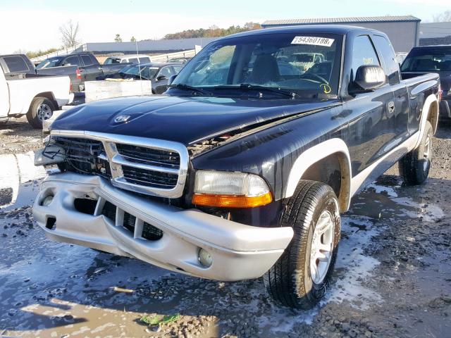 1D7HG42N94S599589 - 2004 DODGE DAKOTA SLT BLACK photo 2