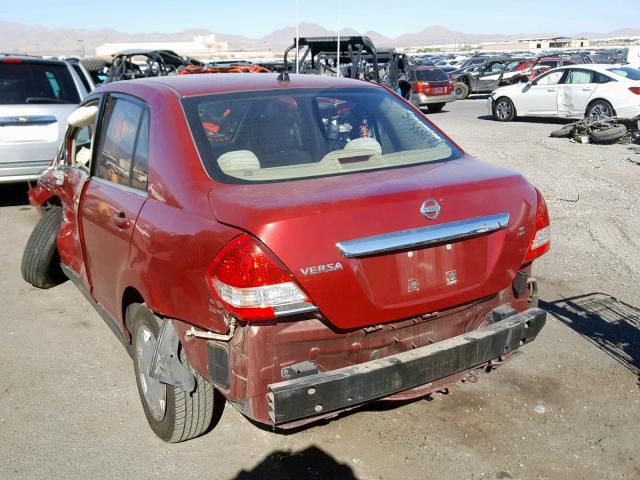 3N1BC11E47L457166 - 2007 NISSAN VERSA S RED photo 3