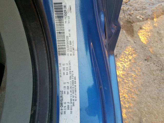 1C3LC65M38N243288 - 2008 CHRYSLER SEBRING LI BLUE photo 10