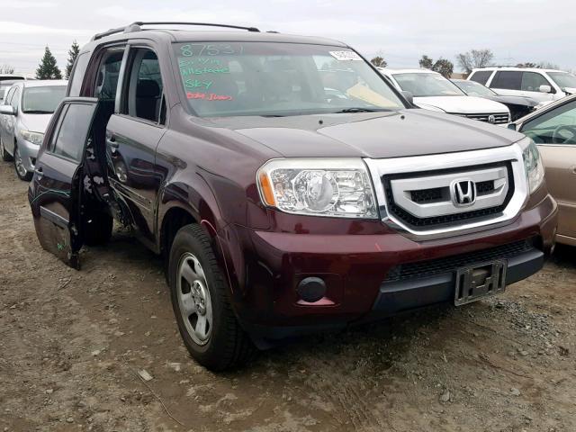 5FNYF4H22AB003483 - 2010 HONDA PILOT LX BURGUNDY photo 1