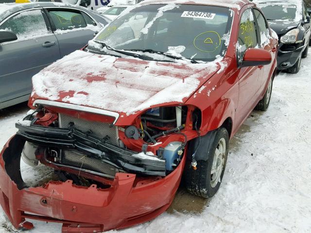 KL1TD56E29B351681 - 2009 CHEVROLET AVEO LS RED photo 2