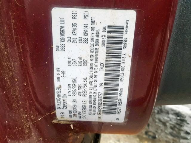 1B7GG2AN31S160797 - 2001 DODGE DAKOTA QUA RED photo 10