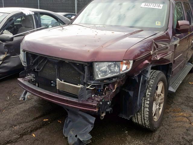 5FPYK1F58BB004900 - 2011 HONDA RIDGELINE BURGUNDY photo 9