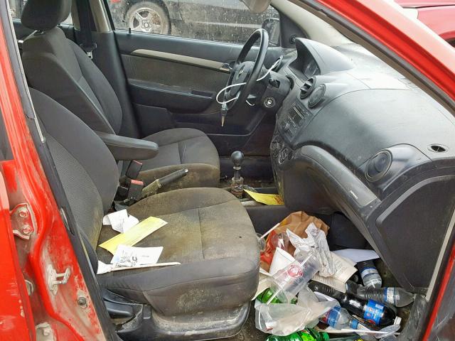 KL1TD56687B132987 - 2007 CHEVROLET AVEO BASE Қызыл фото 5
