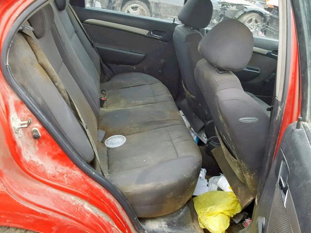 KL1TD56687B132987 - 2007 CHEVROLET AVEO BASE Қызыл фото 6