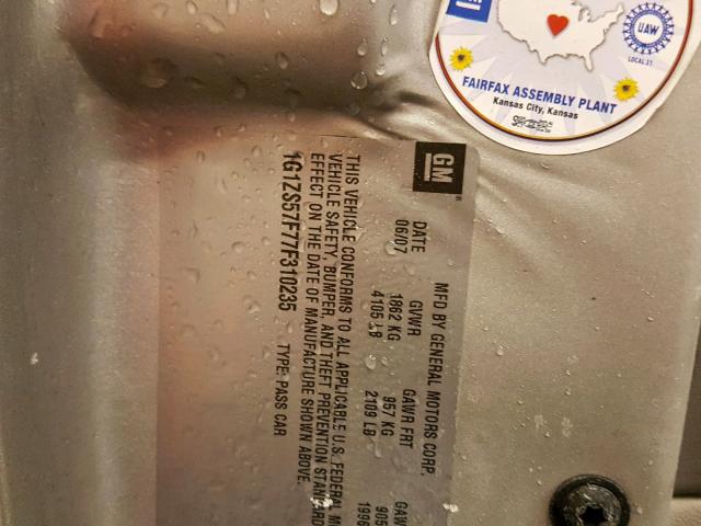 1G1ZS57F77F310235 - 2007 CHEVROLET MALIBU LS SILVER photo 10