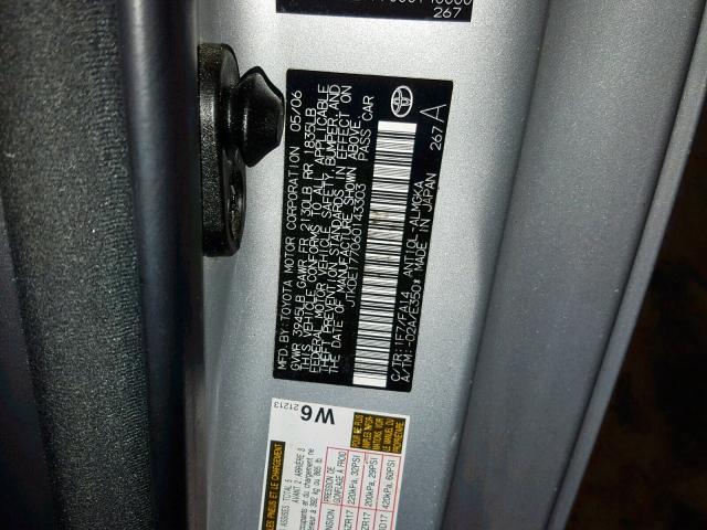 JTKDE177060143303 - 2006 TOYOTA SCION TC ვერცხლისფერი ფოტო 10