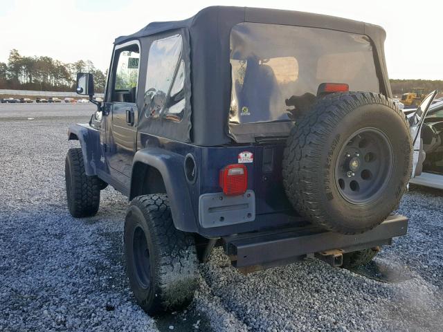 1J4FA39S22P774851 - 2002 JEEP WRANGLER / BLUE photo 3