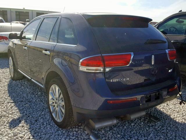 2LMDJ6JK1BBJ31621 - 2011 LINCOLN MKX BLUE photo 3