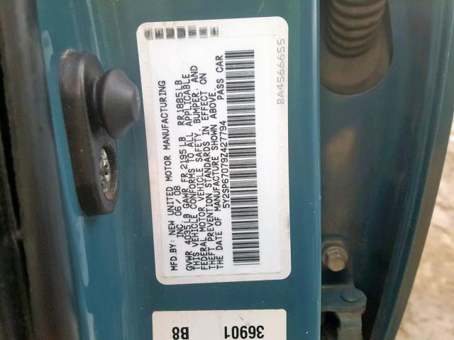 5Y2SP67079Z427794 - 2009 PONTIAC VIBE TEAL photo 10