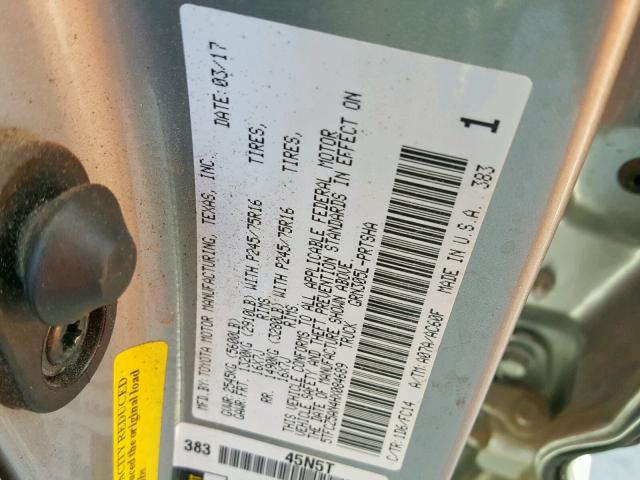 5TFCZ5AN4HX084689 - 2017 TOYOTA TACOMA DOU Күміс фото 10