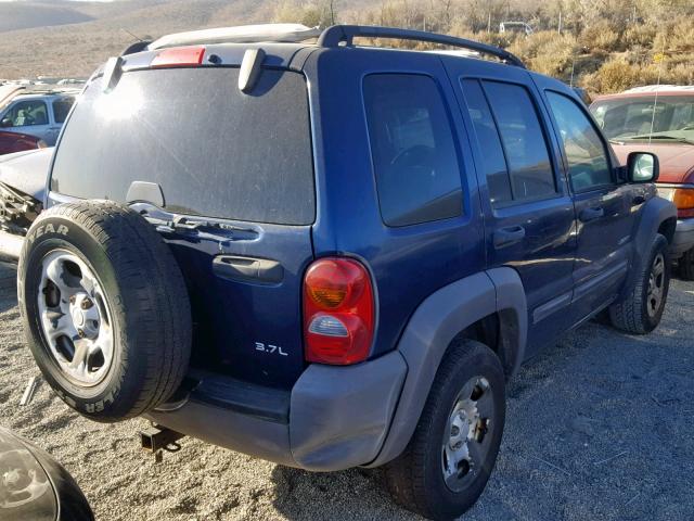 1J4GL48K24W281959 - 2004 JEEP LIBERTY SP BLUE photo 4