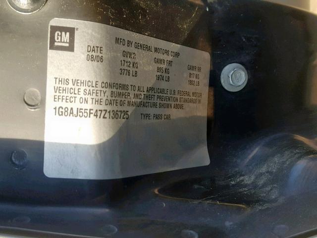 1G8AJ55F47Z136725 - 2007 SATURN ION LEVEL 金色 照片 10