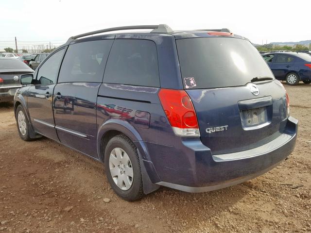 5N1BV28U16N105327 - 2006 NISSAN QUEST S BLUE photo 3