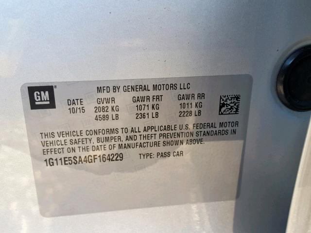 1G11E5SA4GF164229 - 2016 CHEVROLET MALIBU LIM SILVER photo 10