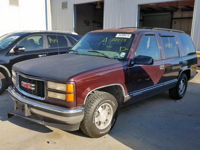 1GKEC13R1VJ707367 - 1997 GMC YUKON BURGUNDY photo 2