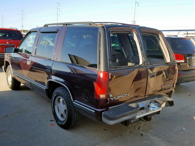 1GKEC13R1VJ707367 - 1997 GMC YUKON BURGUNDY photo 3