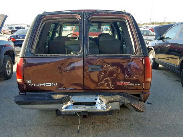 1GKEC13R1VJ707367 - 1997 GMC YUKON BURGUNDY photo 9