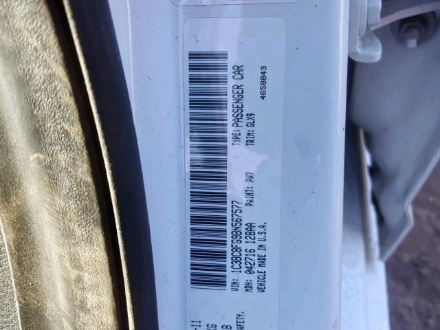 1C3BC8FG9BN567577 - 2011 CHRYSLER 200 S WHITE photo 10