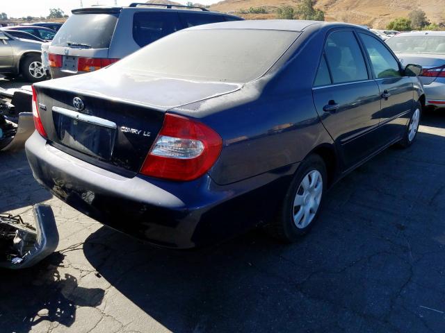 4T1BE32K44U315744 - 2004 TOYOTA CAMRY LE BLUE photo 4