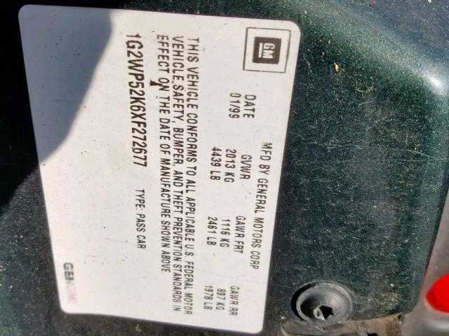 1G2WP52K6XF272677 - 1999 PONTIAC GRAND PRIX GREEN photo 10