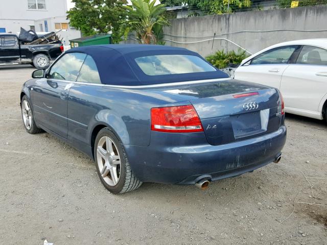 WAUAF48H58K005521 - 2008 AUDI A4 2.0T CA BLUE photo 3