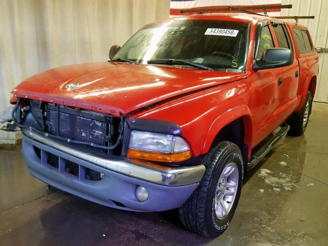 1D7HG48N34S700424 - 2004 DODGE DAKOTA QUA RED photo 2