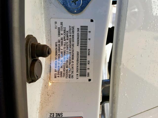 2HGFA1F62BH525697 - 2011 HONDA CIVIC LX-S WHITE photo 10