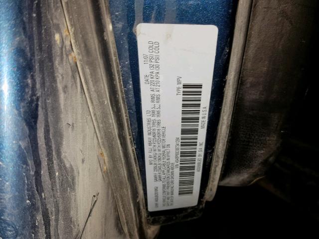 4S4BP60C087341284 - 2008 SUBARU OUTBACK BLUE photo 10