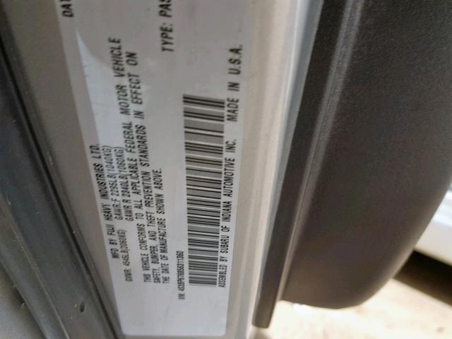 4S3BP676856311360 - 2005 SUBARU LEGACY GT SILVER photo 10