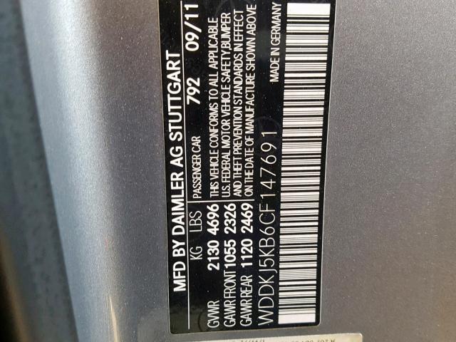 WDDKJ5KB6CF147691 - 2012 MERCEDES-BENZ E 350 SILVER photo 10