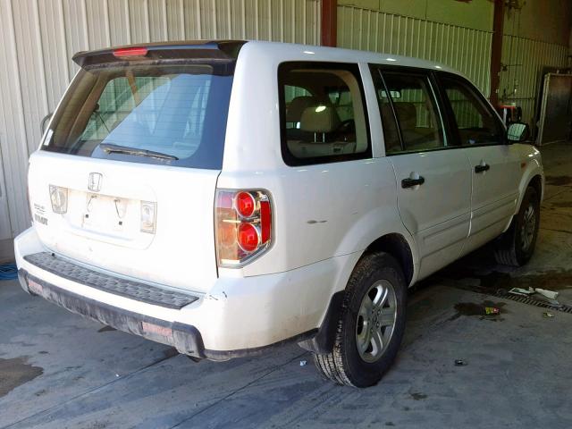 5FNYF28177B040498 - 2007 HONDA PILOT LX WHITE photo 4