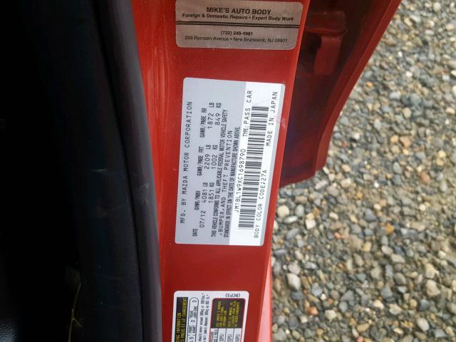 JM1BL1W9XC1698790 - 2012 MAZDA 3 S RED photo 10