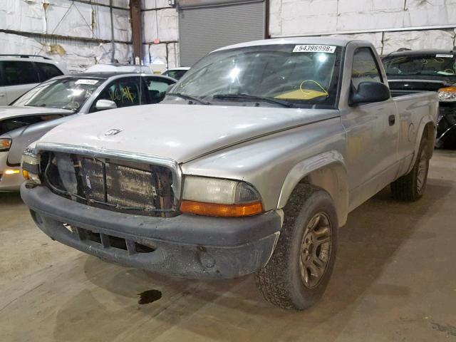 1D7FL16K44S537163 - 2004 DODGE DAKOTA SXT SILVER photo 2