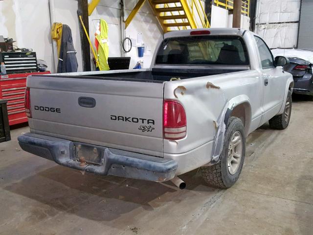 1D7FL16K44S537163 - 2004 DODGE DAKOTA SXT SILVER photo 4