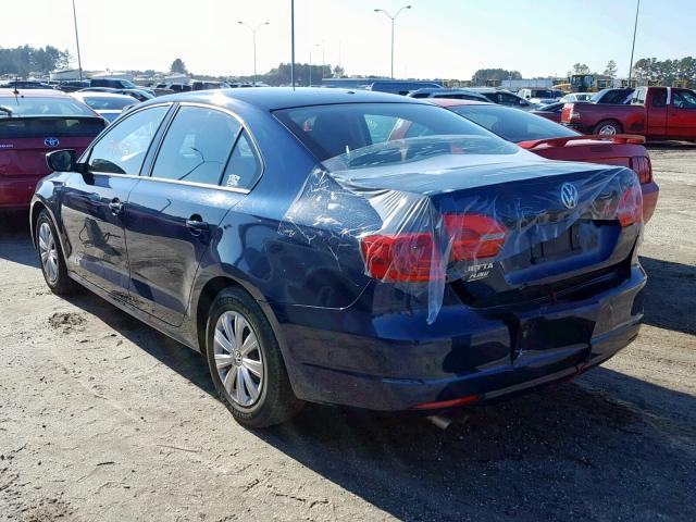 3VW2K7AJ6EM255286 - 2014 VOLKSWAGEN JETTA BASE Կապույտ լուսանկար 3