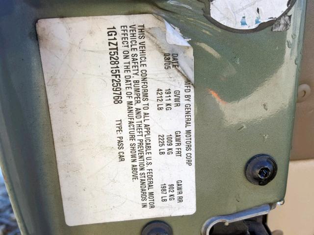 1G1ZT52815F259768 - 2005 CHEVROLET MALIBU LS Կանաչ լուսանկար 10