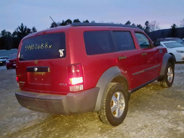 1D8GU28K87W643337 - 2007 DODGE NITRO SXT RED photo 4