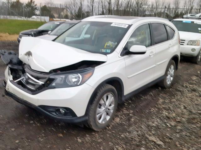 5J6RM4H74CL048585 - 2012 HONDA CR-V EXL WHITE photo 2