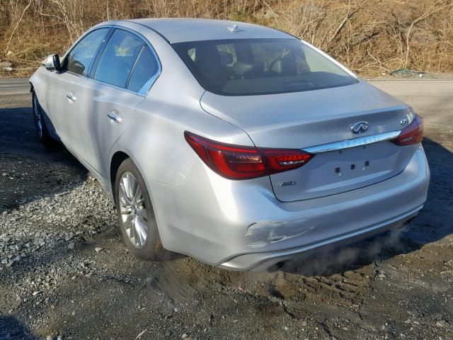 JN1EV7AR8JM443670 - 2018 INFINITI Q50 LUXE SILVER photo 3