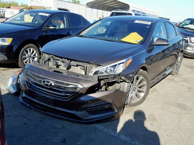 5NPE34AF3FH086147 - 2015 HYUNDAI SONATA SPO BROWN photo 2