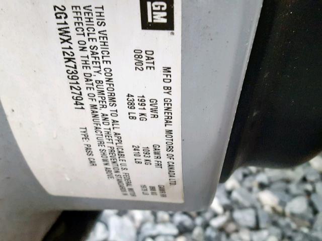 2G1WX12K739127941 - 2003 CHEVROLET MONTE CARL 银色 照片 10