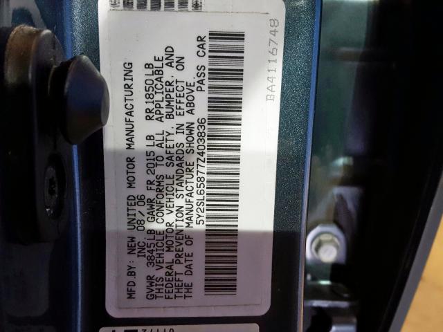 5Y2SL65877Z403836 - 2007 PONTIAC VIBE BLUE photo 10