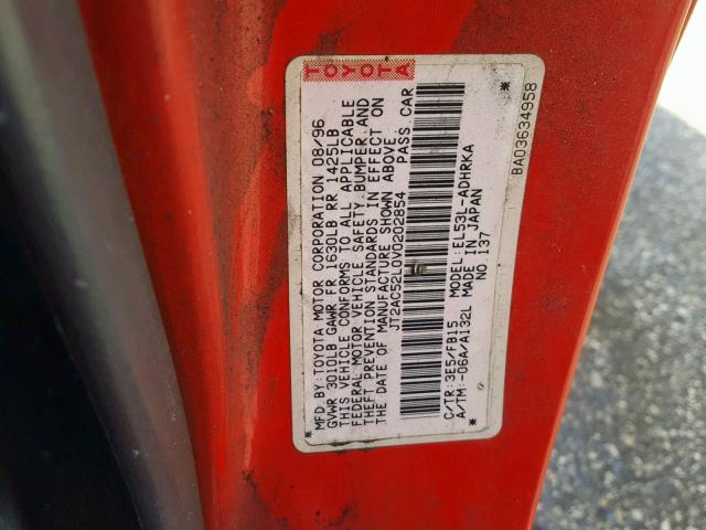 JT2AC52L0V0202854 - 1997 TOYOTA TERCEL CE RED photo 10