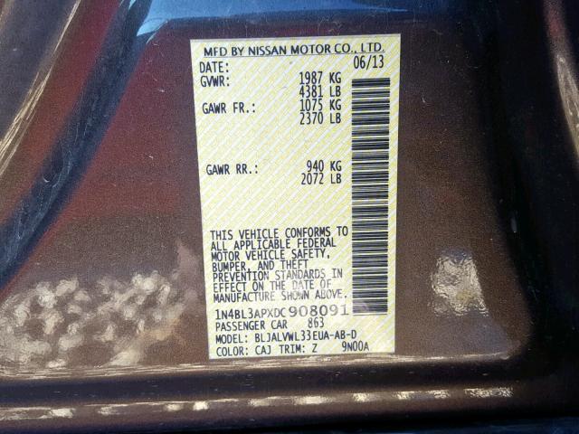 1N4BL3APXDC908091 - 2013 NISSAN ALTIMA 3.5 BROWN photo 10