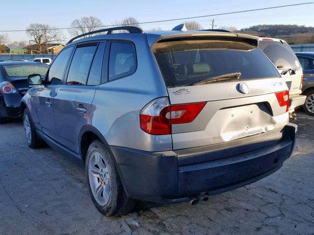 WBXPA93414WA66337 - 2004 BMW X3 3.0I SILVER photo 3