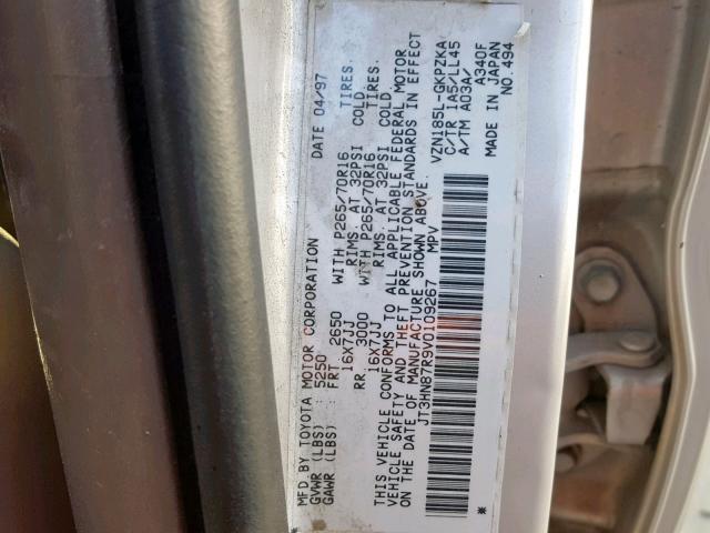 JT3HN87R9V0109267 - 1997 TOYOTA 4RUNNER LI SILVER photo 10