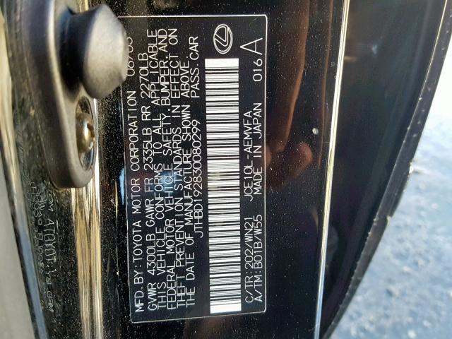 JTHBD192830080299 - 2003 LEXUS IS 300 BLACK photo 10