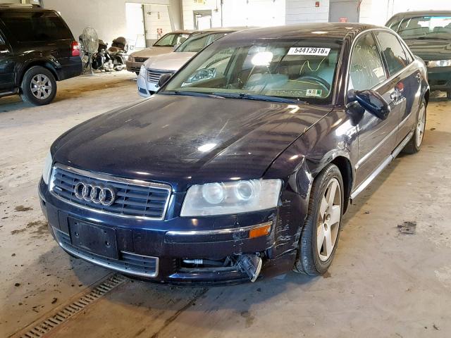 WAUML44E34N015443 - 2004 AUDI A8 L QUATT BLUE photo 2